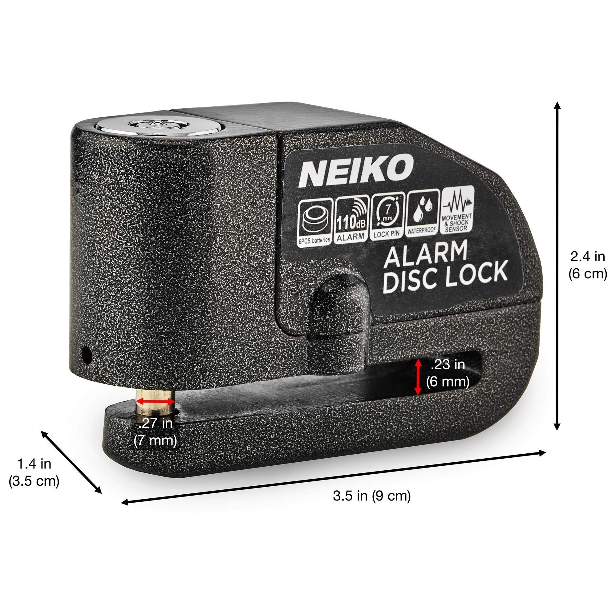 NEIKO 52908A Motorcycle Locks Anti Theft with Alarm, Motorcycle Disc Lock with Alarm, Disk Lock Anti-Theft Motion Sensor, Security Lock Brake, Universal Alarm Lock for Motorcycles, Bicycles & More