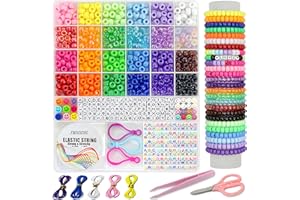 YMSDZHL 1100PCS Pony Beads Bracelet Making Kit, Friendship Jewelry Necklace Bracelet kit 24 Colors 9mm Bead for Jewelry Making, Letter Bead DIY Crafts Gifts for Girls Adults