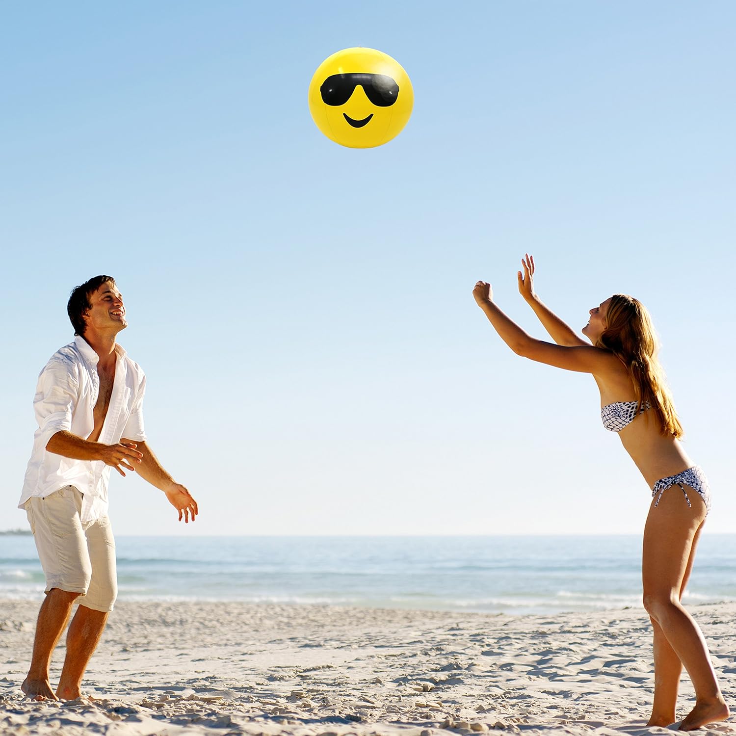16" Emoji Party Pack Inflatable Beach Balls - Beach Pool Party Toys (12 Pack): Sports & Outdoors