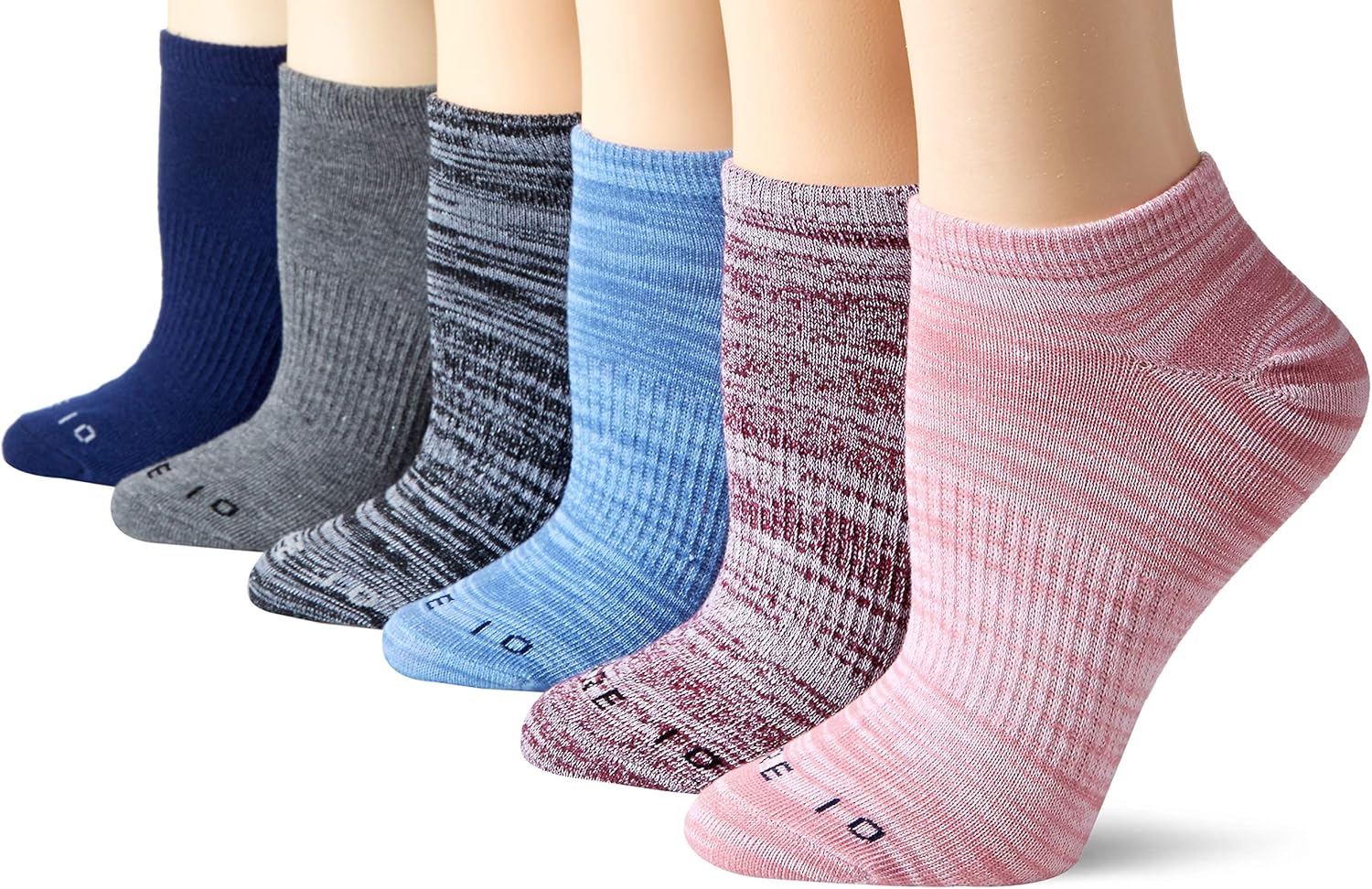  Brand - Core 10 Women's 6-Pack Everyday Sport Athletic No Show Socks, Black/Grey, Shoe Size: 4-10: Clothing