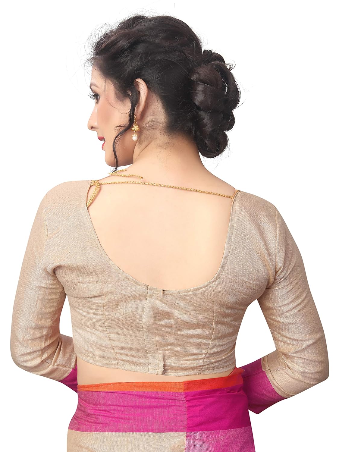 perfectblue women's linen saree with blouse piece (linenmvrvariation)