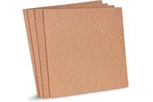 JUVALE 4-Pack Cork Board Tiles, 1/4-Inch Natural Square Cork Board Tiles for Bulletin Boards, Coasters, Countertop Pot and Pan Holders, and DIY Arts and Crafts (12x12 in)