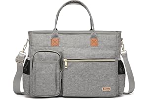 Rabjen Diaper Bag Tote, Travel Multifunction Baby Bag with Insulated Pockets Padded Sleeve for up to 15.7’’ Laptop