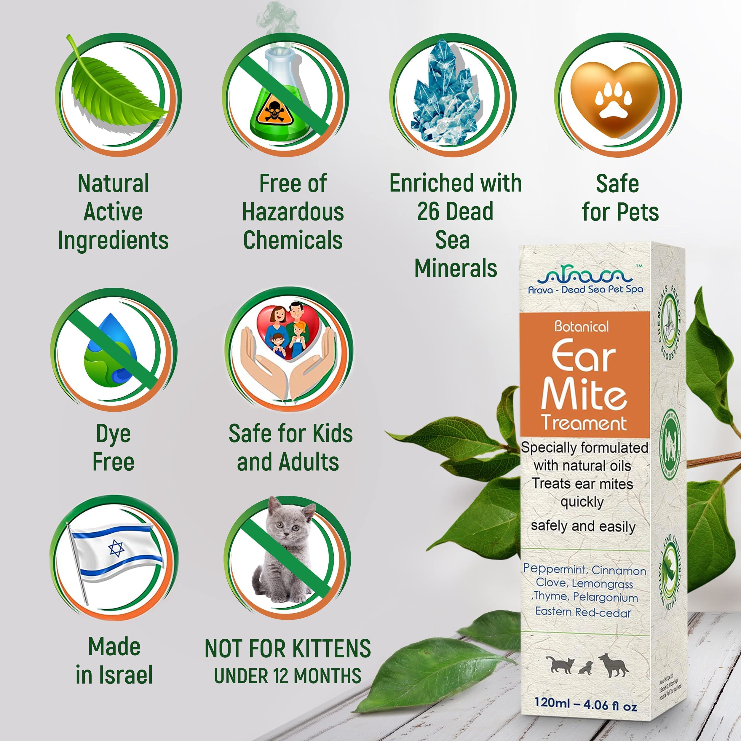 Picture of Mua Arava Natural Ear Mite Treatment for Cats and Dogs - Effective Ear ...