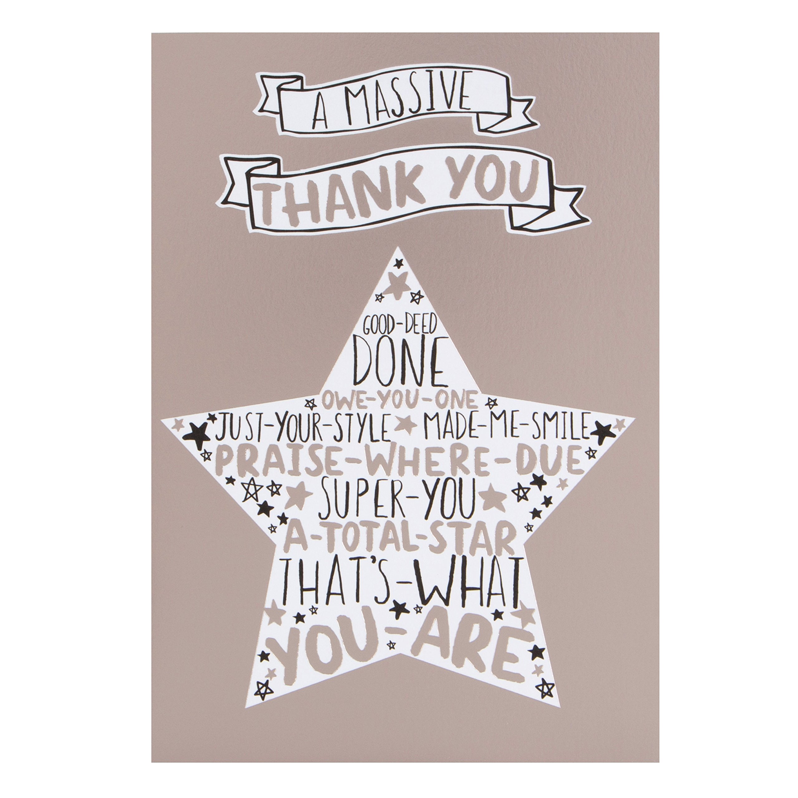 Hallmark Thank You Card 'Massive Thank You' - Medium [Old Model]