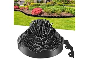 COOTENTLER Landscape Edging Border 2.8 in Tall 52.5FT No Dig Garden Edging Borders with 80pcs Spikes Plastic Lawn Edging for Yard, Pathway and Flower Beds Fence, Black
