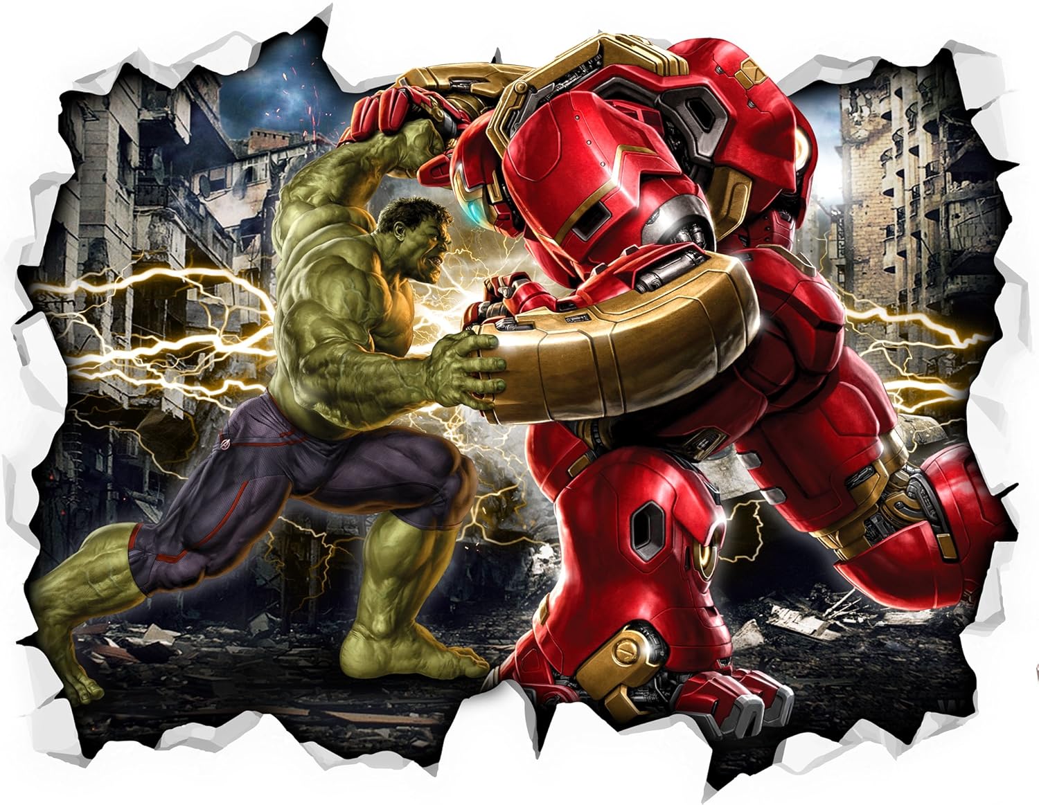 Hulk Iron Man 3d Look Wall Vinyl Sticker Poster Marvel Hulkbuster Bedroom Mural Medium 325mmx415mm
