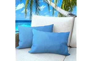 Dormirpilow Outdoor Pillows Set of 2, 12''×20''Waterproof Throw Pillow for Patio Furniture, Feathers and Down Filled Outside Decorative Pillows Inserts for Garden, Porch Swing, Couch and Sofa