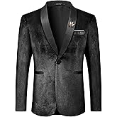MAGE MALE Men's Velvet Slim Fit Suit Blazer Jacket Shawl Lapel One Button Dinner Prom Wedding Tuxedo