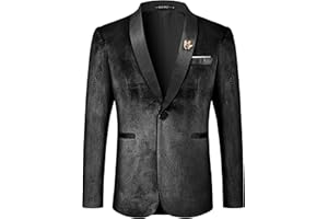 MAGE MALE Men's Velvet Slim Fit Suit Blazer Jacket Shawl Lapel One Button Dinner Prom Wedding Tuxedo
