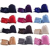 Sansam 48pcs Small 12 Colors Mixed Drawstrings Velvet Gift Bags Velvet Jewelry Pouches for Wedding Favors, Candy Bags, Party Favors, 2.8x3.6''