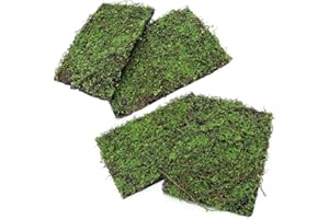 AQUA KT Reptile Moss Background Backdrop Wall Artificial Terrarium Habitat Amphibian Cage Decoration for Lizard Bearded Dragon Snake Tree Frog Chameleon Climbing, Pack of 4