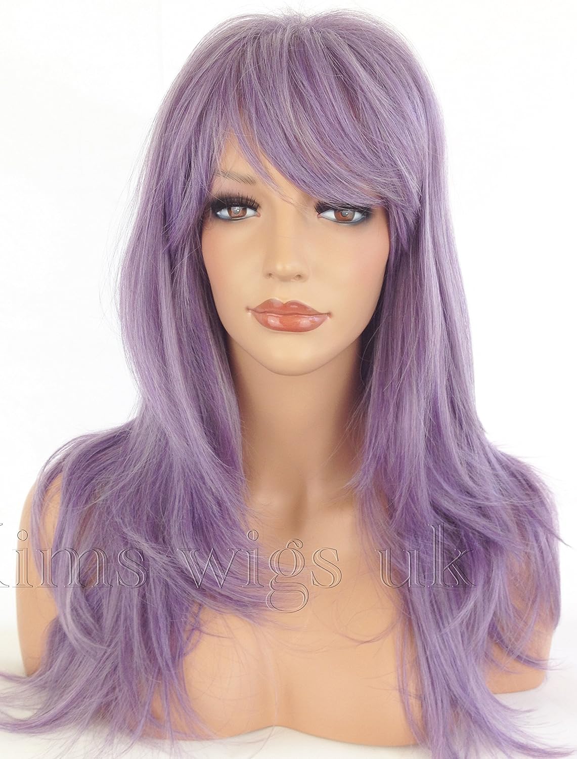 Kims Wigs Lilac Silver Grey Mix Long Soft Layered Heat Resistant