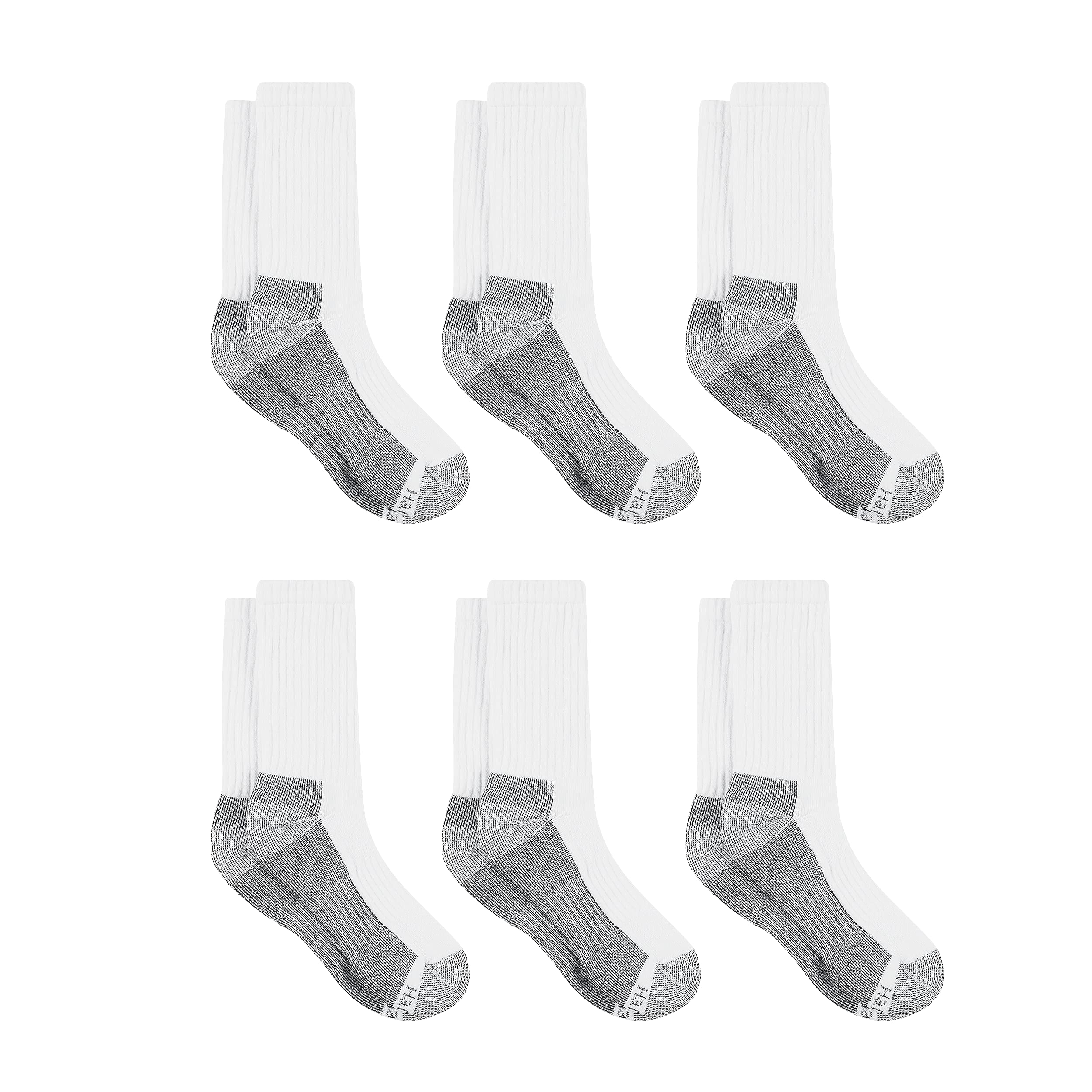Hanes Men's Work Socks, Cushioned Crew Socks, Moisture-Wicking Socks & Odor Control, Black & White, 6 & 12 Pack Available