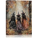 AbcCustomize Halloween Canvas Wall Art,Vintage Three Witches Poster | Gothic Dark Academia Wall Decor,Spooky Halloween Decor for Living Room,Bedroom,Framed Fall Decorations Indoor 8x10