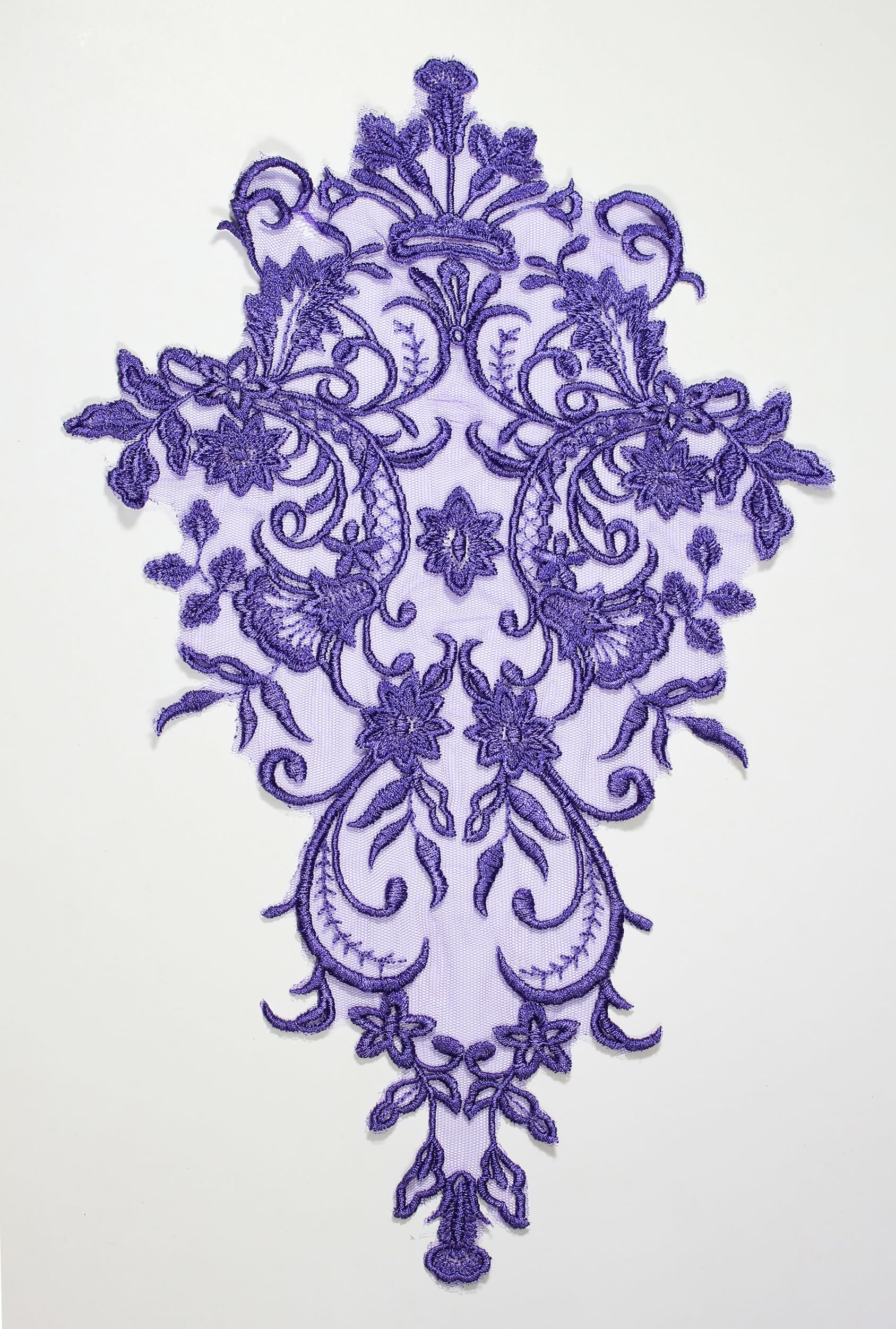2 Pieces Extra Lace Applique Wedding Motif Sew On #62A (Purple)