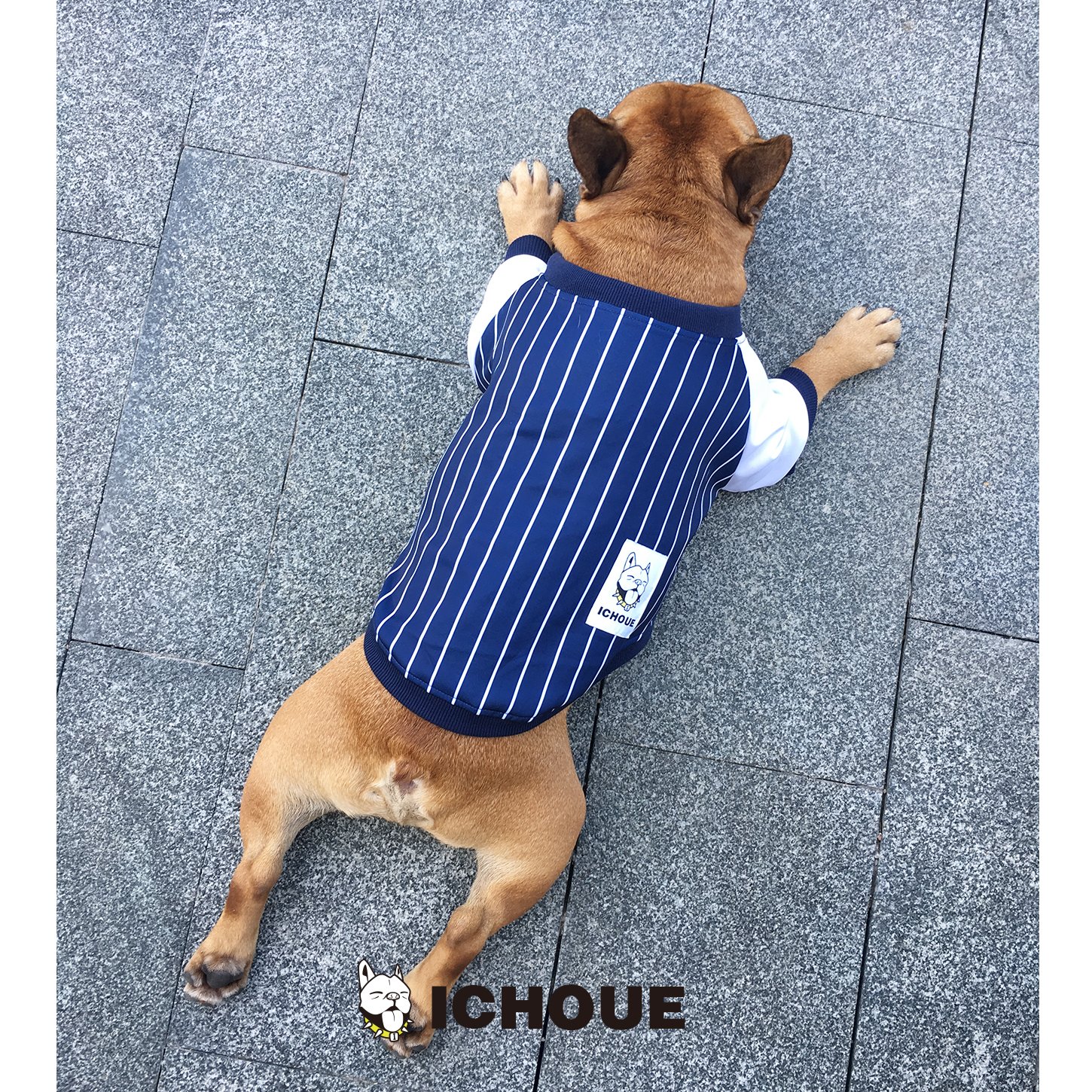 iChoue Pets Dog Clothes Jacket French Bulldog Stripe Shirts Cotton