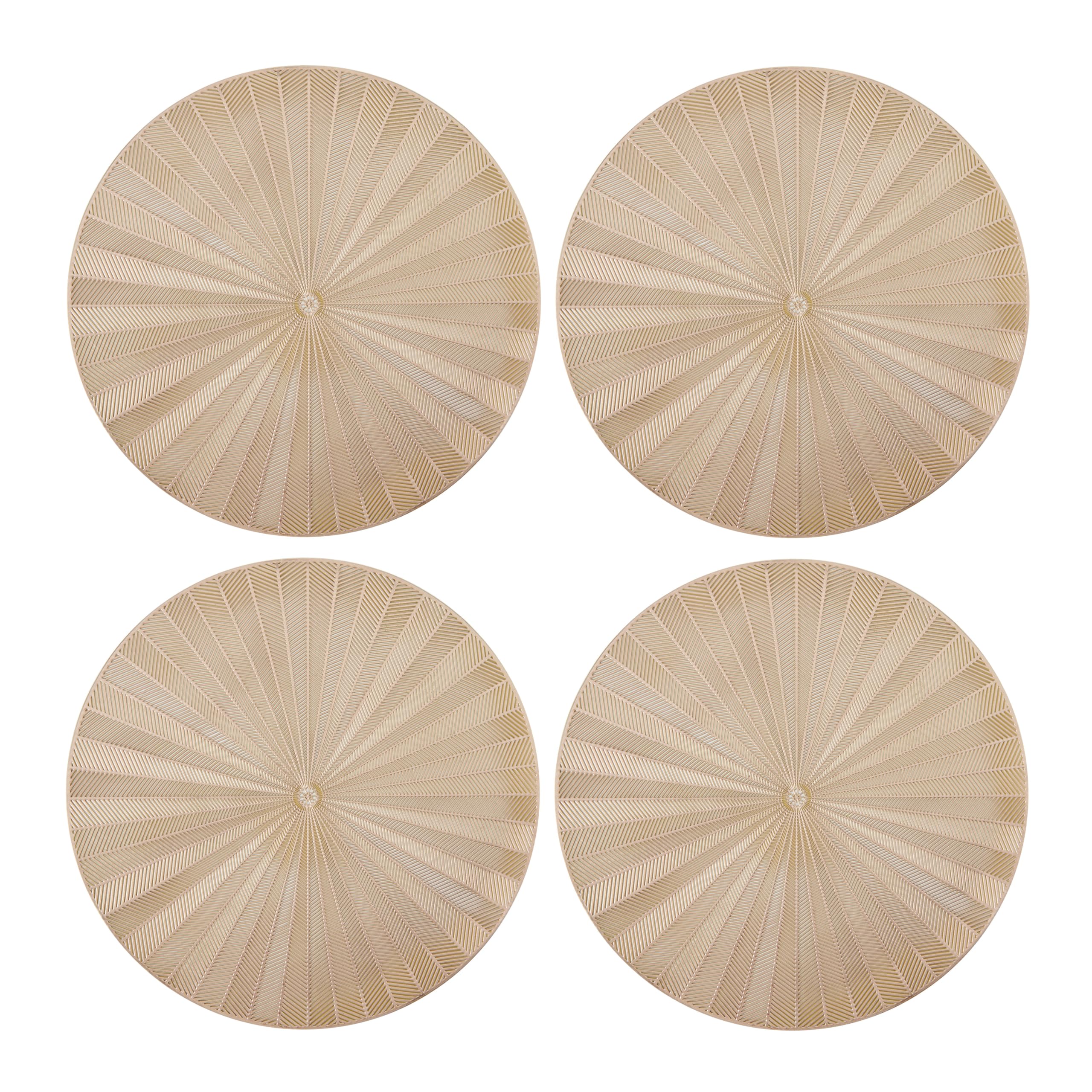 Mikasa 4pc PU Round Placemats, Gold, 38cm, Tagged