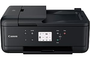 Canon PIXMA TR7520 All-In-One Wireless Home Photo Office All-In-One Printer with Scanner, Copier and Fax: Airprint and Google Cloud Compatible, Black, Works with Alexa