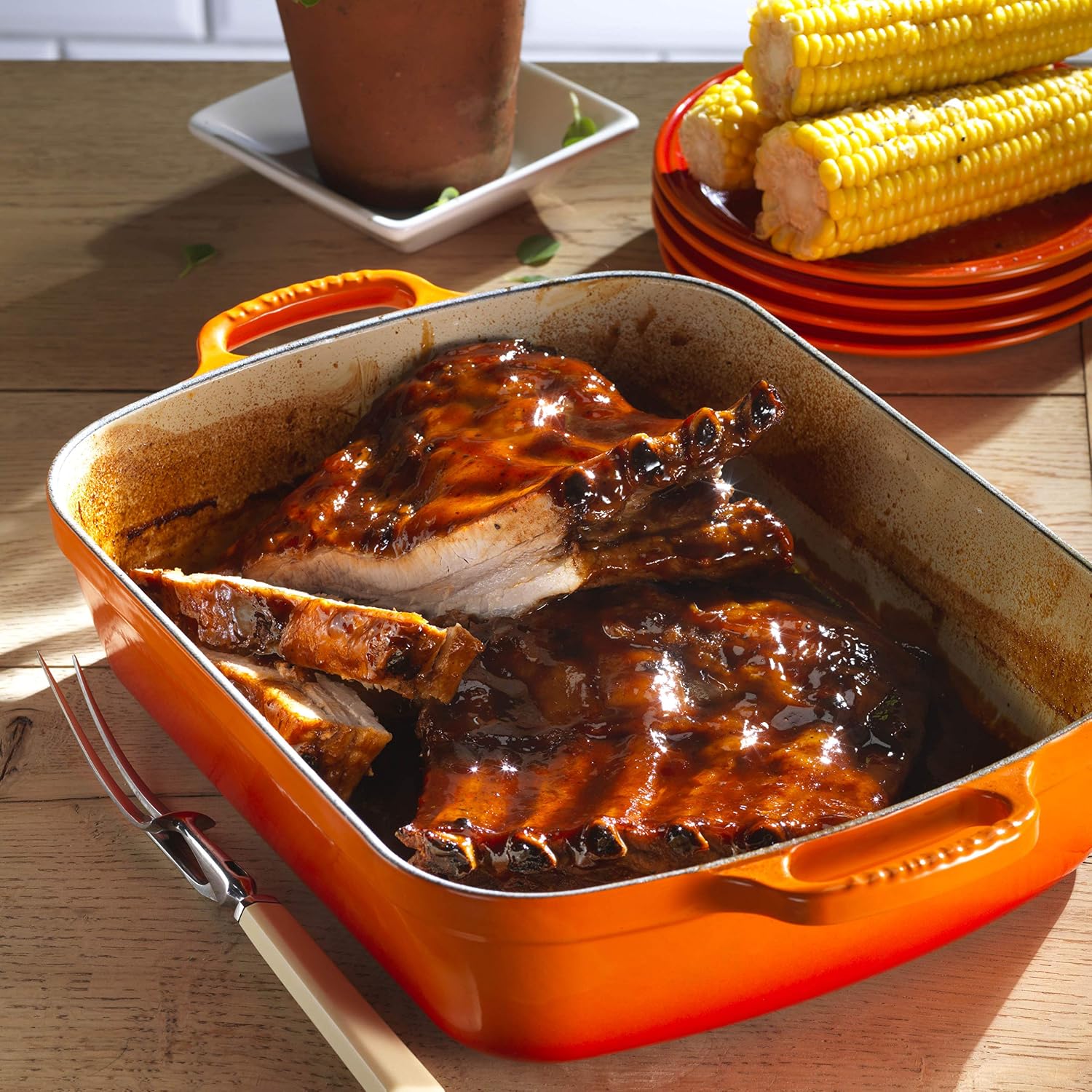 Le Creuset Signature Enamelled Cast Iron Rectangular Roasting Dish, 33 cm, 4.9 litres, Volcanic, 20184330902422 - Image 5