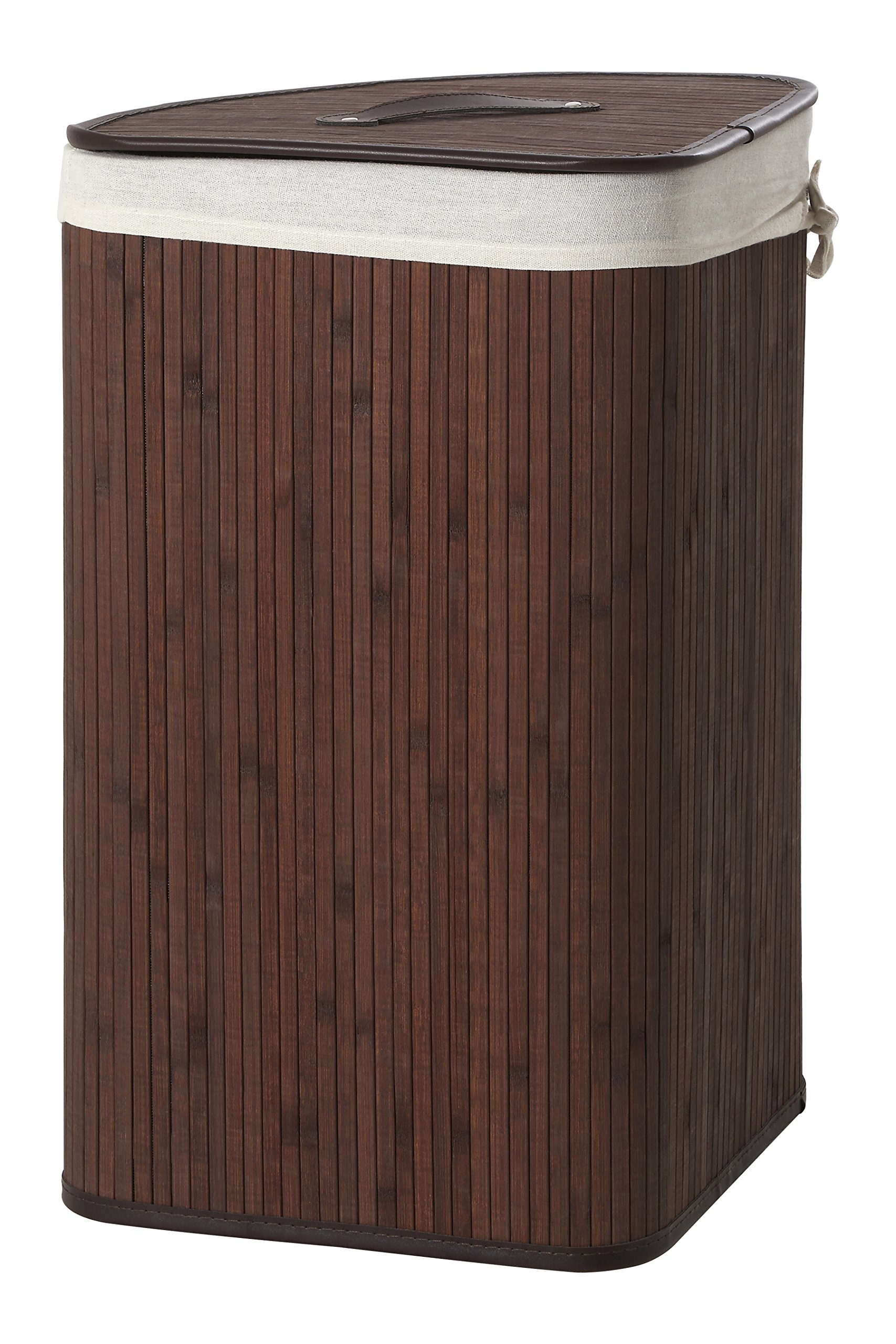 Premier Housewares Kankyo Bamboo Corner Laundry Hamper, Dark Brown