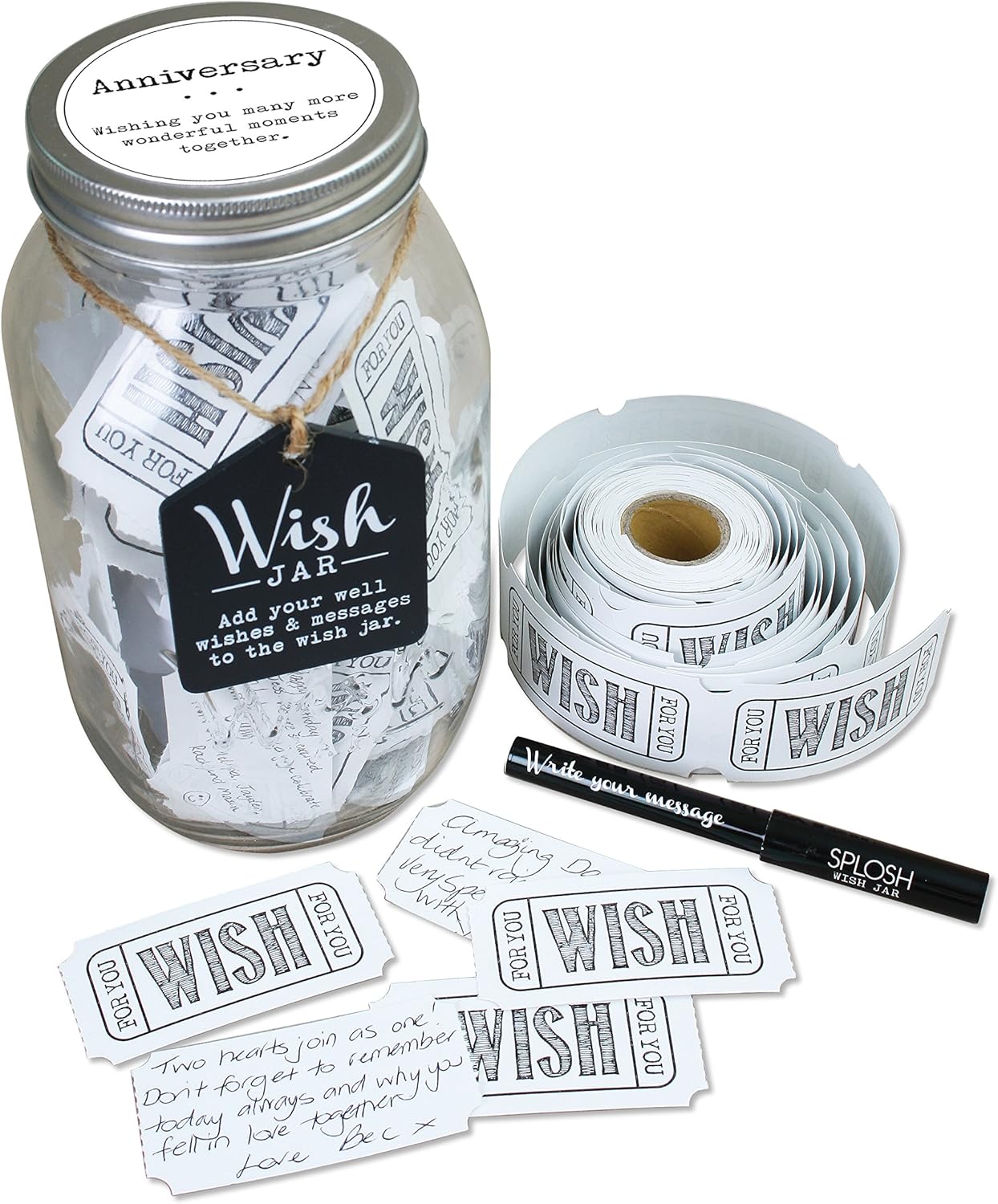 Amazon Com Top Shelf Anniversary Wish Jar Personalized Gift Idea For Couples Unique And Thoughtful Gifts For Husband And Wife Kit Comes With 100 Tickets And Decorative Lid Home Kitchen