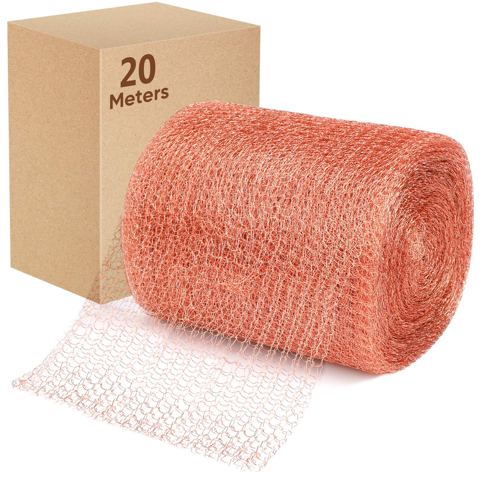 Copper Mesh,5" X 66 Feet,100% Pure Copper Mesh Roll Knit Copper Mesh,Gap Blocker for Building Hole,Protect Saplings&Seeds,Barbecue Grill Clean,Fill Fabric DIY (copper-20M)