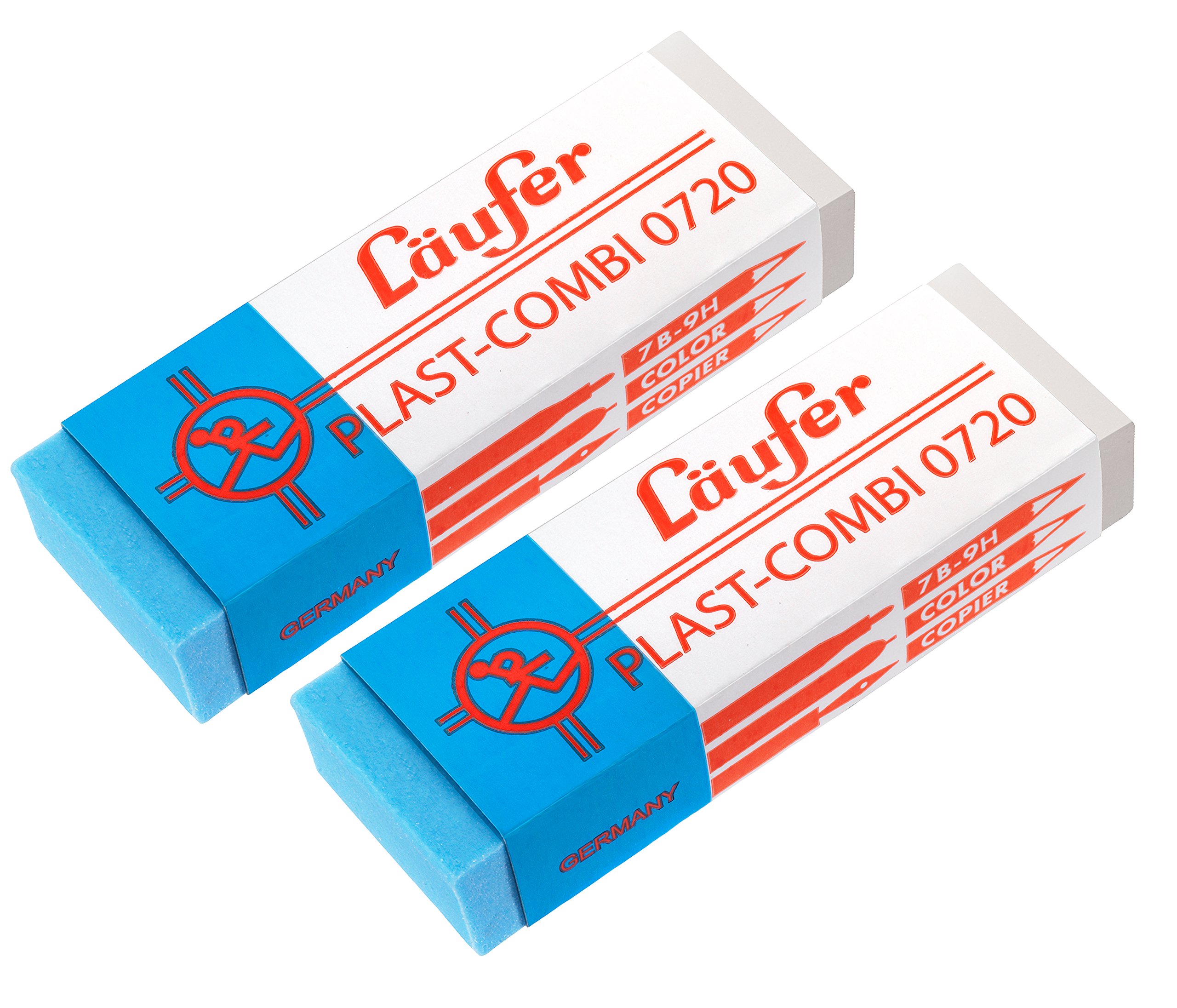 Runner 69849 Plast Combi 0720 Eraser, Pencil and Coloured Inks and TUSCHEN Blister Pack Containing 2 Eraser