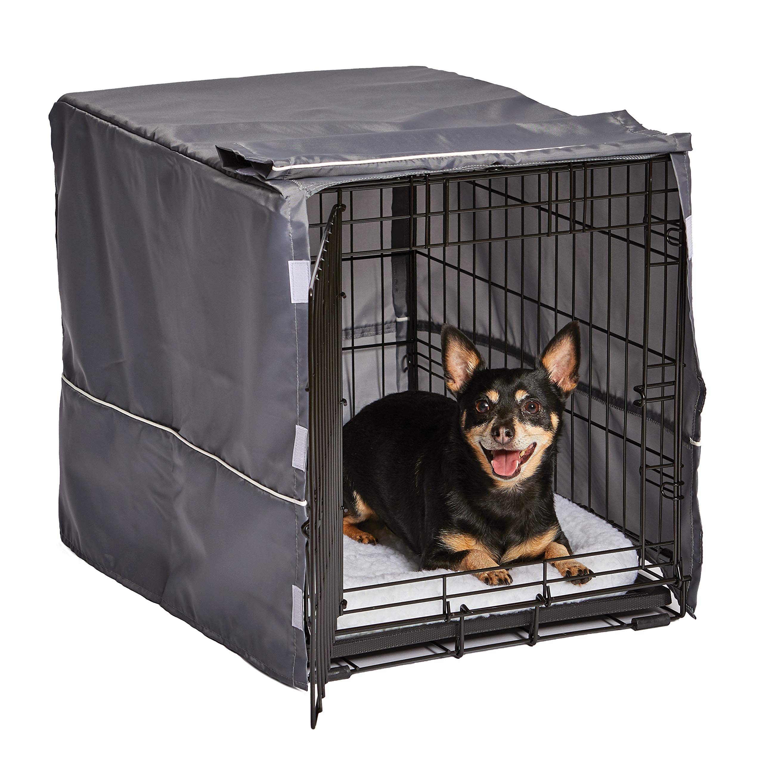 New World Small Dog Crate Cover, Polyester Privacy Kennel Cover Fits Most 61 cm Crates, Light Gray, Machine Washable, Reduces Barking & Chewing