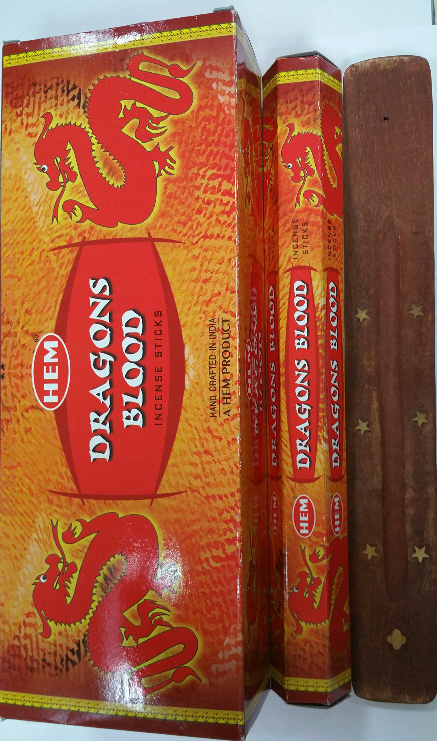 Hem Dragons Blood Hexa Incense Stick, 6packs X 20 Sticks= 120 Sticks with Incense Stick Holder By Sterling Effectz