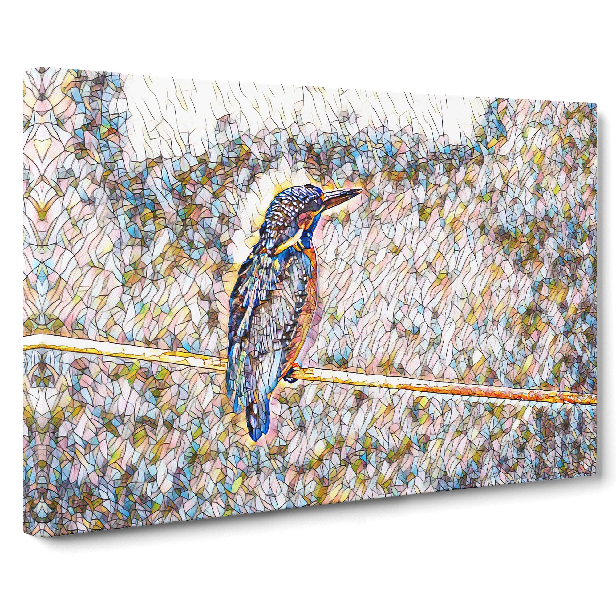 Kingfisher 2 Modern BG Canvas Print | Gallery Wrapped 30mm Frame Wall Art | 20x14 inches | Ready to Hang | Modern Bird Picture | Living Room Bedroom Lounge Office
