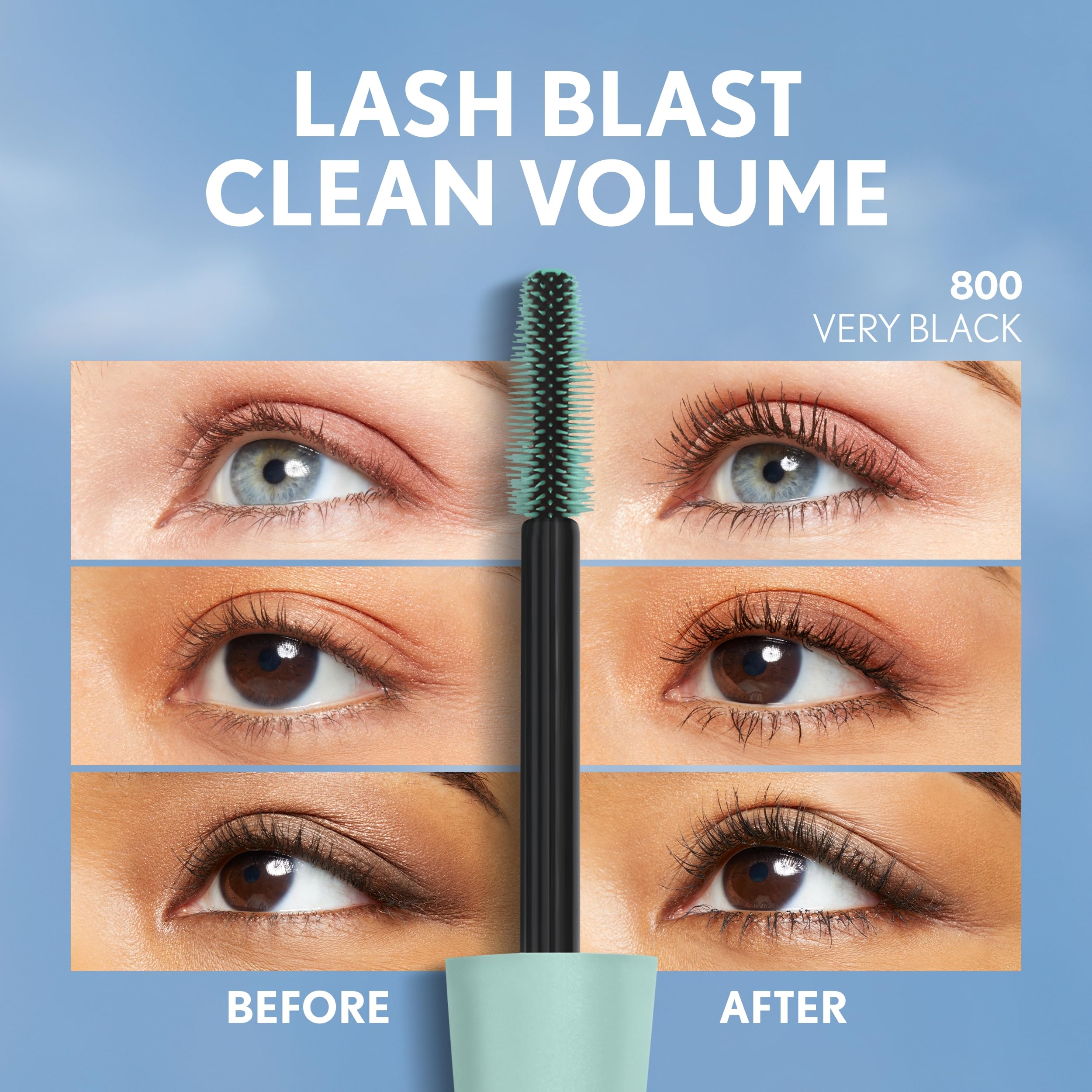 COVERGIRL Lash Blast Clean Volume Mascara, Vegan Formula, Volumizing, Smudge-Proof, Very Black, 1 Count