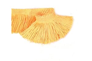BEL AVENIR Lace Chainette Fringe Trim Polyester Tassel Trim with Hand Knitting for Home Accessories DIY Decoration (Yellow, 13.7 Yard x 2 Inches)
