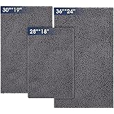 Drydiet Pack of 3 Mud Mats for Dogs Mud Paws Absorbent Microfiber Dog Rugs Doormats, 18x28, 19x30, 24x36, 3 Sized Non-Slip Washable Pet Rug Quick Dry Chenille Entryway Carpet Indoor Outdoor Grey Mats