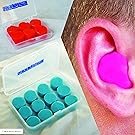 Silicone Putty Moulded Ear Plugs by Sleepytime,Orange Soft Sticky Plugs Which Mould Into Your Ear For Effective Noise Reduction In Plastic Case (6, Orange)