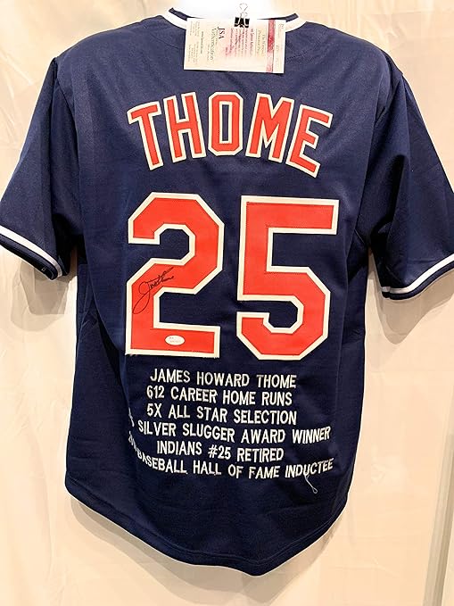 Jim Thome Cleveland Indians Signed Autograph Custom Blue Jersey