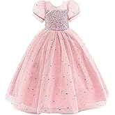 Glamulice Flower Girls Sparkle Tulle Puff Sleeves Vintage Dress Princess Wedding Bridesmaid Party Holiday Dresses