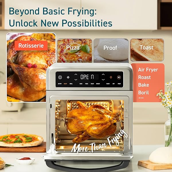 COSORI 11-IN-1 AIR FRYER OVEN, 13QT SMALL FOOTPRINT AIRFRYER COMBO WITH ROTISSERIE, TOAST, BAKE, ROAST, REHEAT FUNCTIONS AND MORE, RECIPE BOOK & 6 ACCESSORIES INCLUDED, PERFECT FOR SMALL COUNTERTOP
