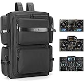 Rabjen DJ Backpack for Club Gigs, DJ Mixer Case Compatible with Pioneer DDJ-REV7, Pioneer DDJ-RX, Denon DJ SC LIVE 4, Novation Launchkey 49 and More Equipment
