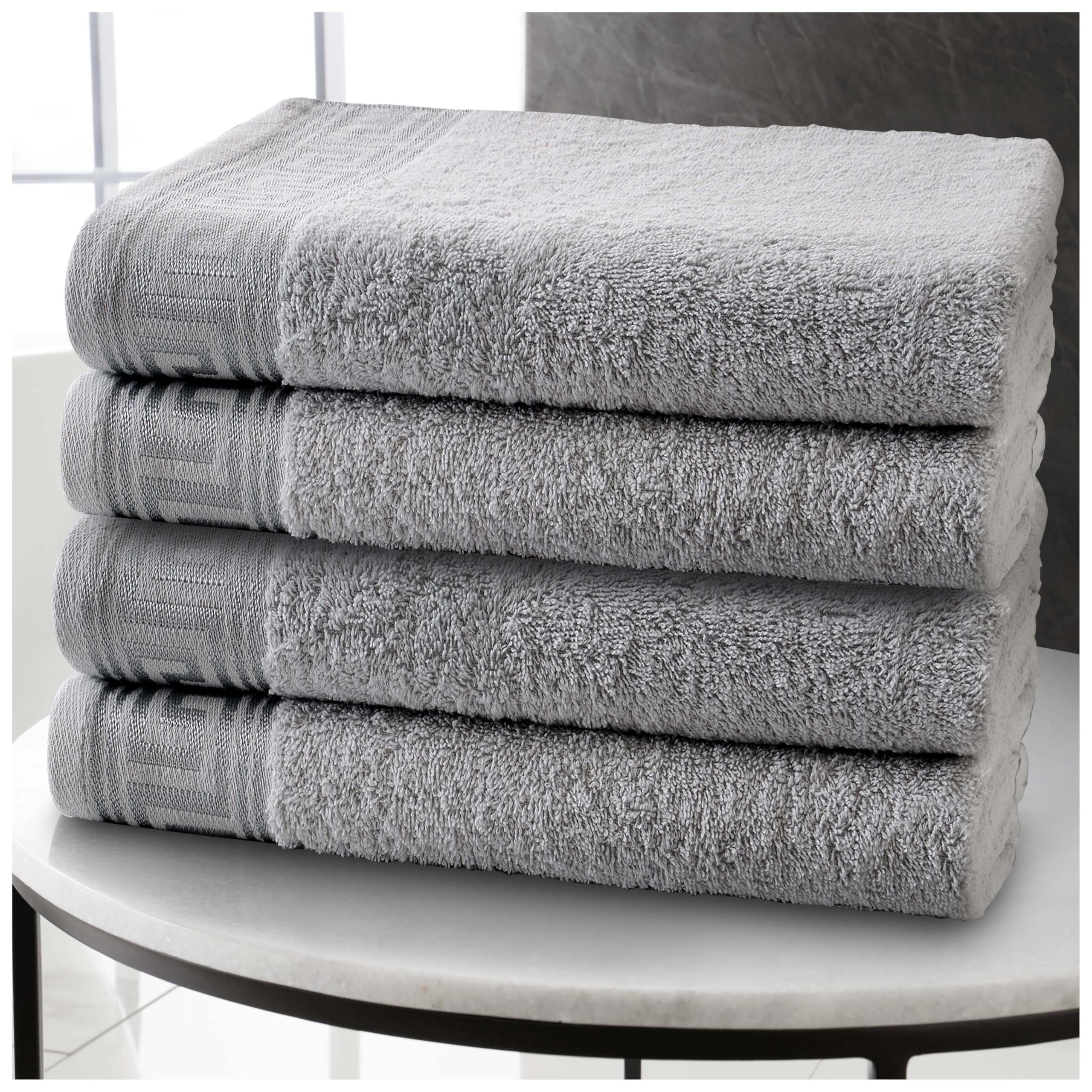 GC GAVENO CAVAILIA Hand Towels - Egyptian Cotton Towel 4 Pack - Ultra Soft & Highly Absorbent Hand Towel For Bathroom - Quick Dry Towels (50x80cm) - Grey