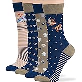 7BigStars Women Viscose From Bamboo Dress Socks, Solid Patterned Crew Fit, 4 Pairs Breathable Seamless for Work Daily Wear