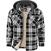 Ceoutdoor Men's Flannel Jacket Vintage Plaid Zip Up Sherpa Lined Fleece Coat Warm Winter Work Jackets with Hood