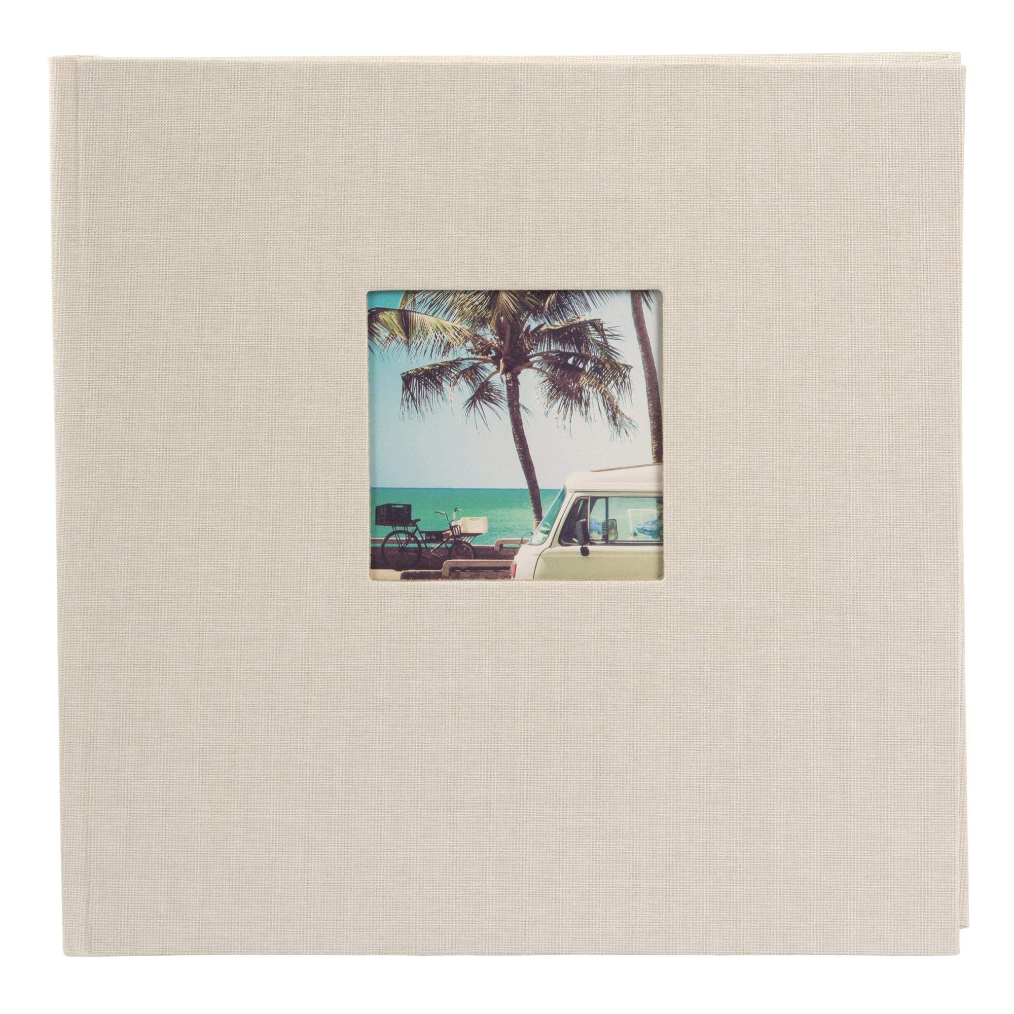 goldbuch Bella Vista 24 823 Photo Album with Picture Cut-Out, Sand Grey, Memory Album in Format 25 x 25 cm, Photo Album 60 White Pages with Glassine Dividers, Photo Book with Linen Cover, Light Grey