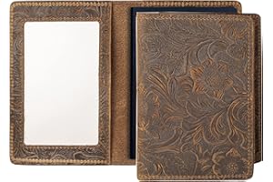 AGBIADD Passport Wallets and Vaccine Card Holder Combo,RFID Blocking Genuine Leather Passport Holder Cover Case with CDC Vaccination Card Slot, Leather Travel Documents Organizer Protector for Women Men (Yellow brown flower)