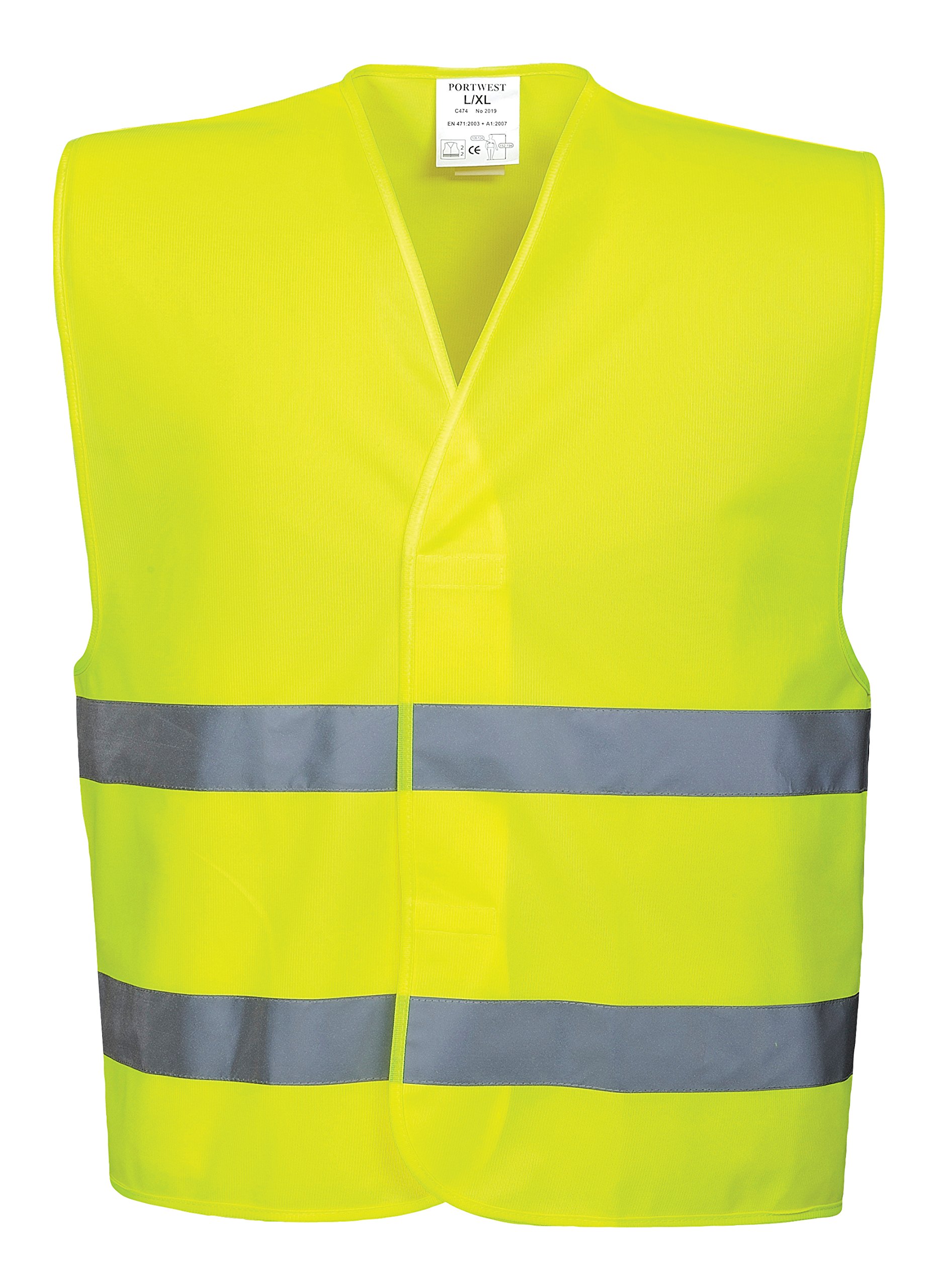 Portwest Hi-Vis Two Band Vest, Size: 4X/5X, Colour: Yellow, C474YER4X/5X