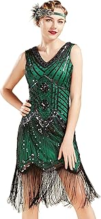 BABEYOND Damen Flapper Kleider voller Pailletten Retro 1920er Party Damen Kostüm Kleid Grün, L