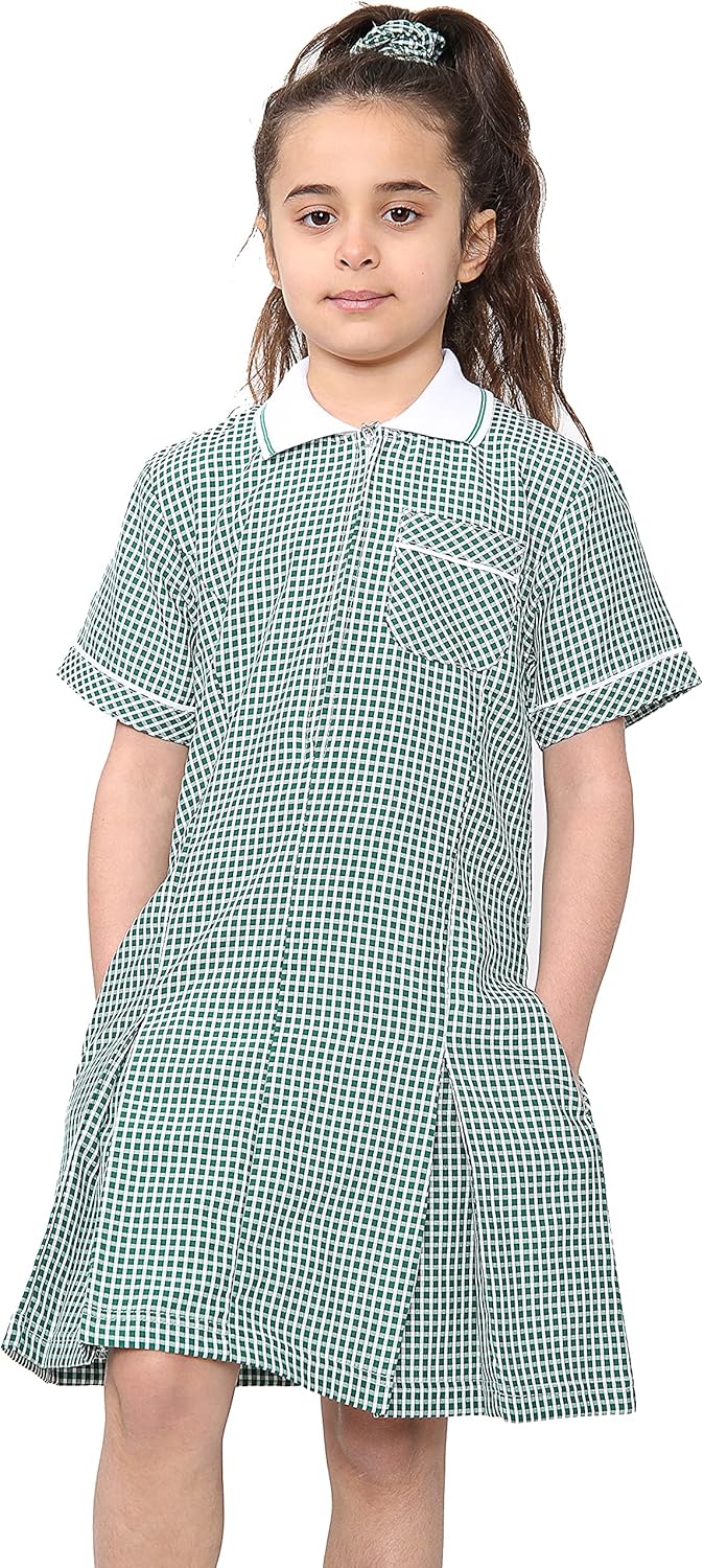 click2style School Uniform Summer Dress Gingham Check Pleated