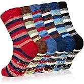 Eyean Kids Fuzzy Socks Non Slip Soft Fluffy Slipper Grips Socks Warm Plush Cozy Cabin Boy Girls Crew Socks 6 Pairs