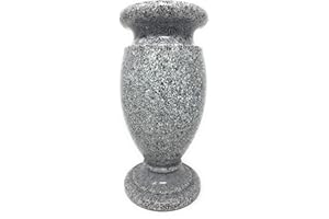 OPTIMUM Memorial Cemetery Flower Vase - Plastic (Light Grey Granite) with Metal Ground Spike, Grave Marker, Decorations for Gravesite, Headstone Flowers Holder, Garden Lawn & Yard