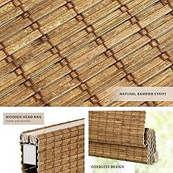 LazBlinds No Tools No Drill Cordless Bamboo Roman